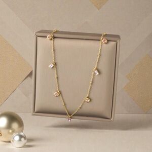 18K Gold Plated SS Elegant Gold and Pink Necklace • ROSE GOLD COLOR
